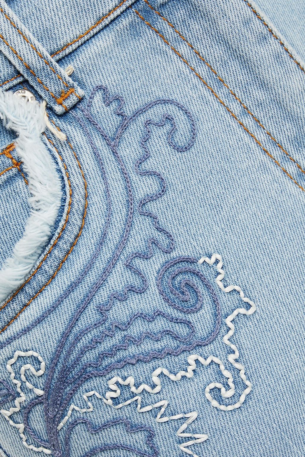 ETRO Embroidered frayed high-rise bootcut jeans