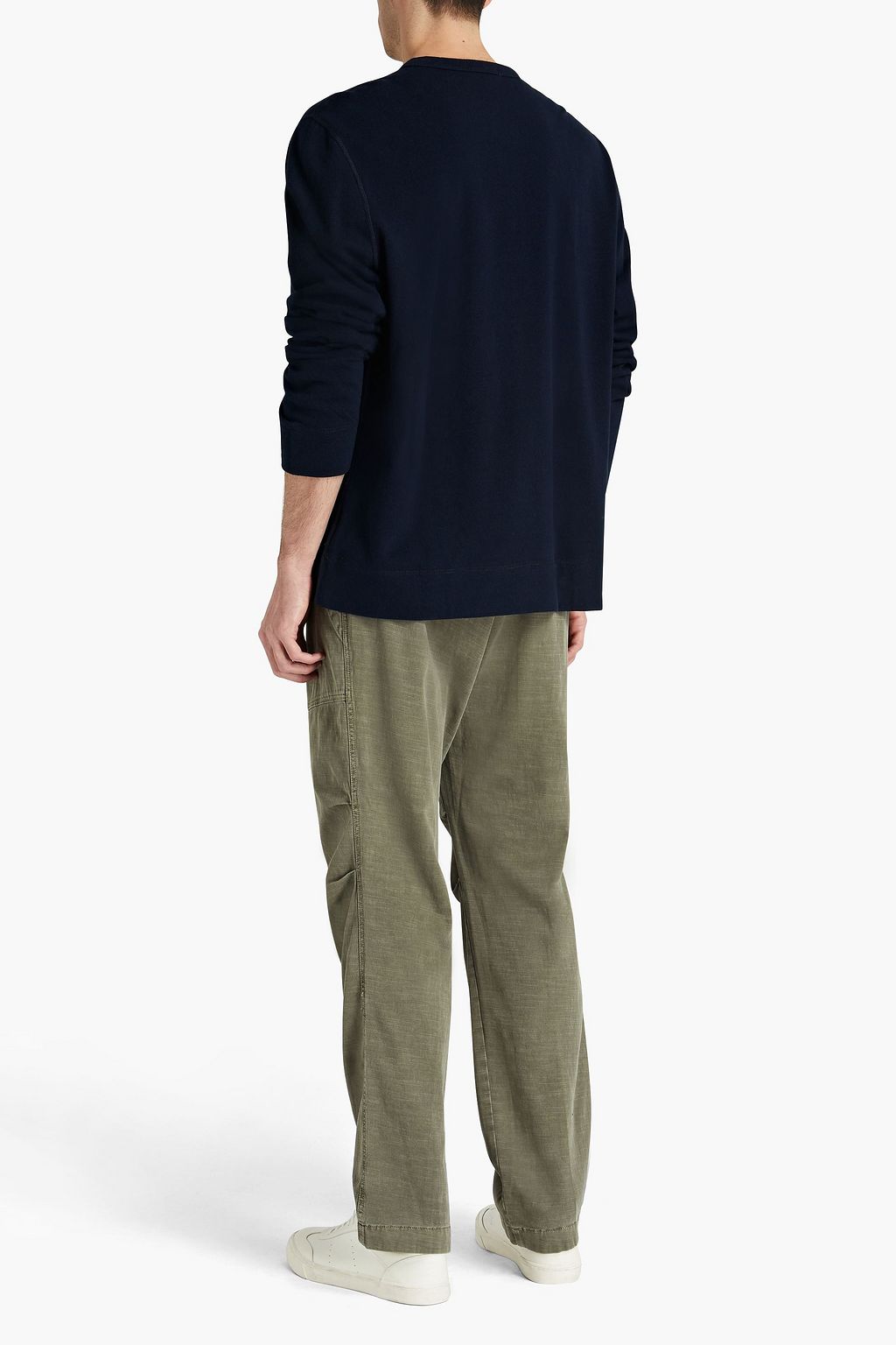 JAMES PERSE Cotton-blend fleece Henley t-shirt