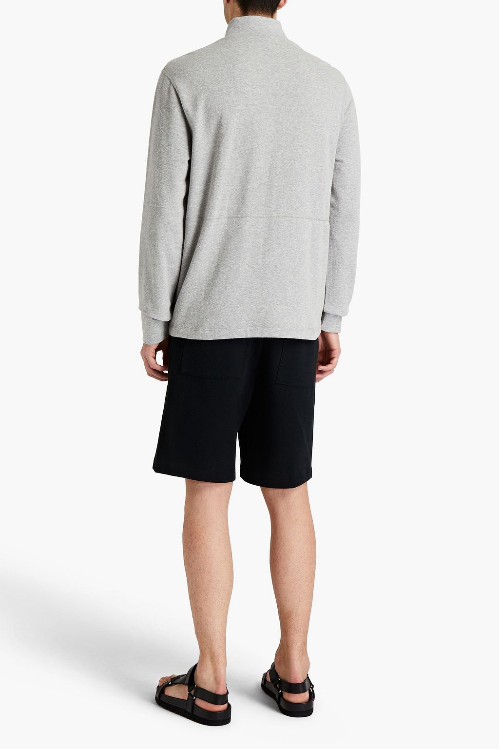 JAMES PERSE Mélange cotton-blend fleece half-zip sweatshirt