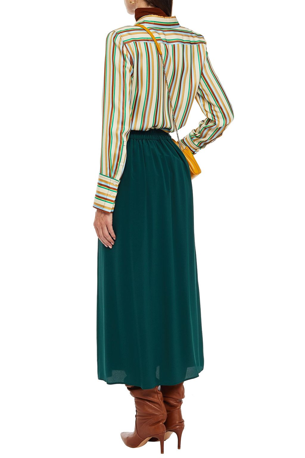 ETRO Pleated silk crepe de chine midi skirt