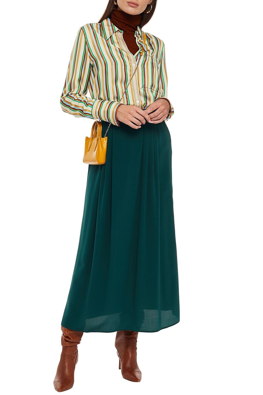 ETRO Pleated silk crepe de chine midi skirt