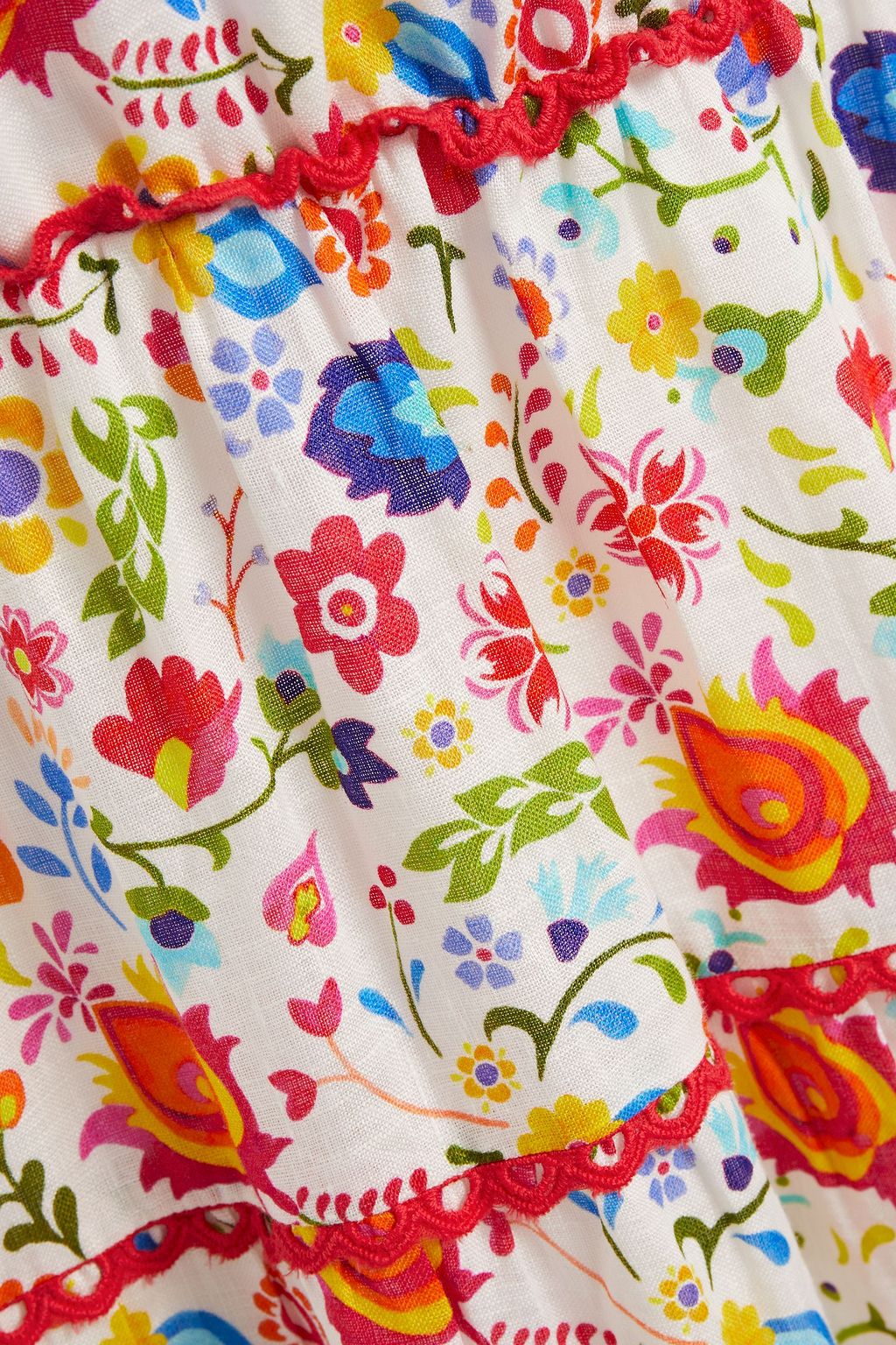 PALOMA BLUE India tiered floral-print linen halterneck midi dress