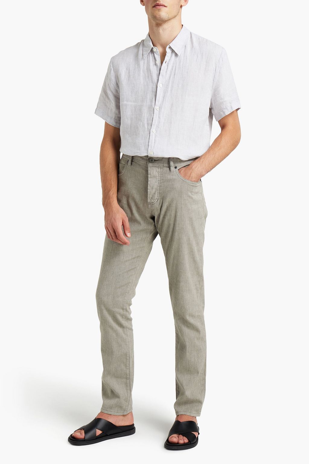 JAMES PERSE Slub cotton-blend chinos
