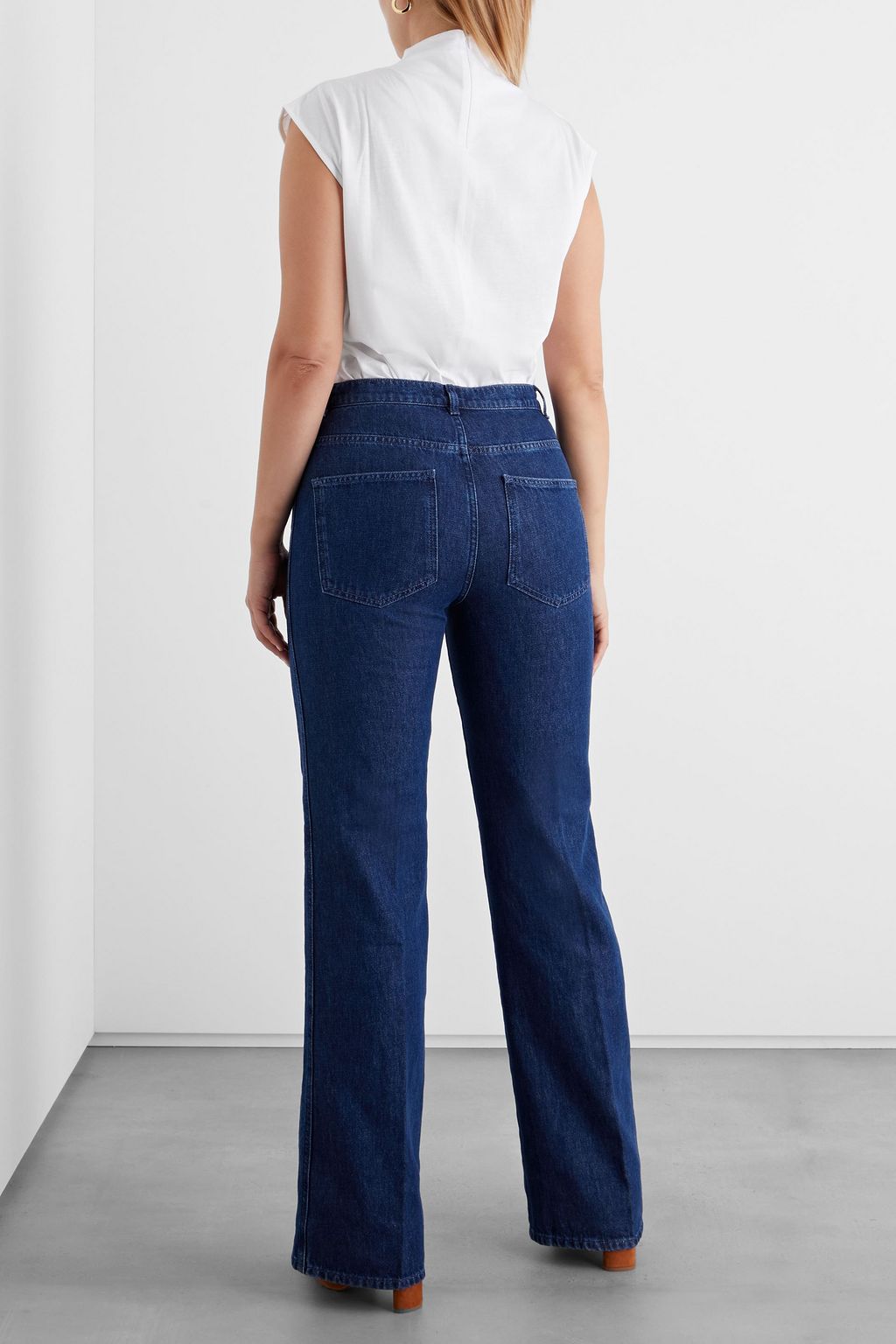 IRIS & INK Fabienne pleated cotton-jersey top