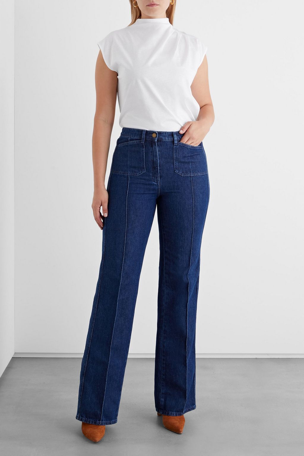 IRIS & INK Fabienne pleated cotton-jersey top