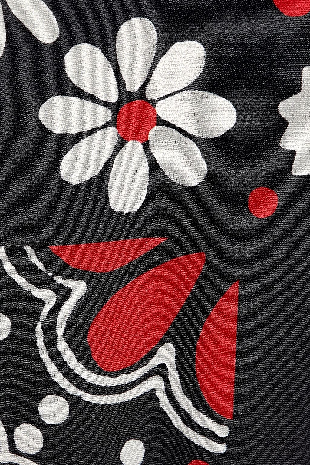 REDVALENTINO Pleated floral-print crepe de chine midi dress
