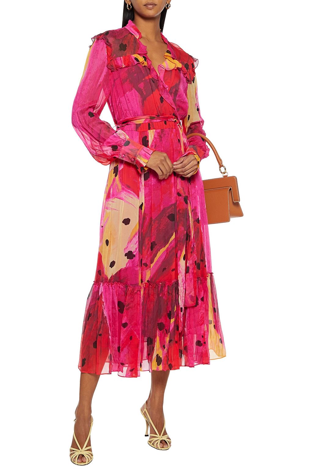 DIANE VON FURSTENBERG Meredith wrap-effect ruffle-trimmed printed crepon midi dress