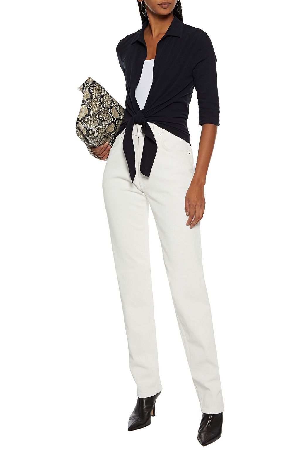 MAJESTIC FILATURES Tie-front stretch-cotton jersey shirt
