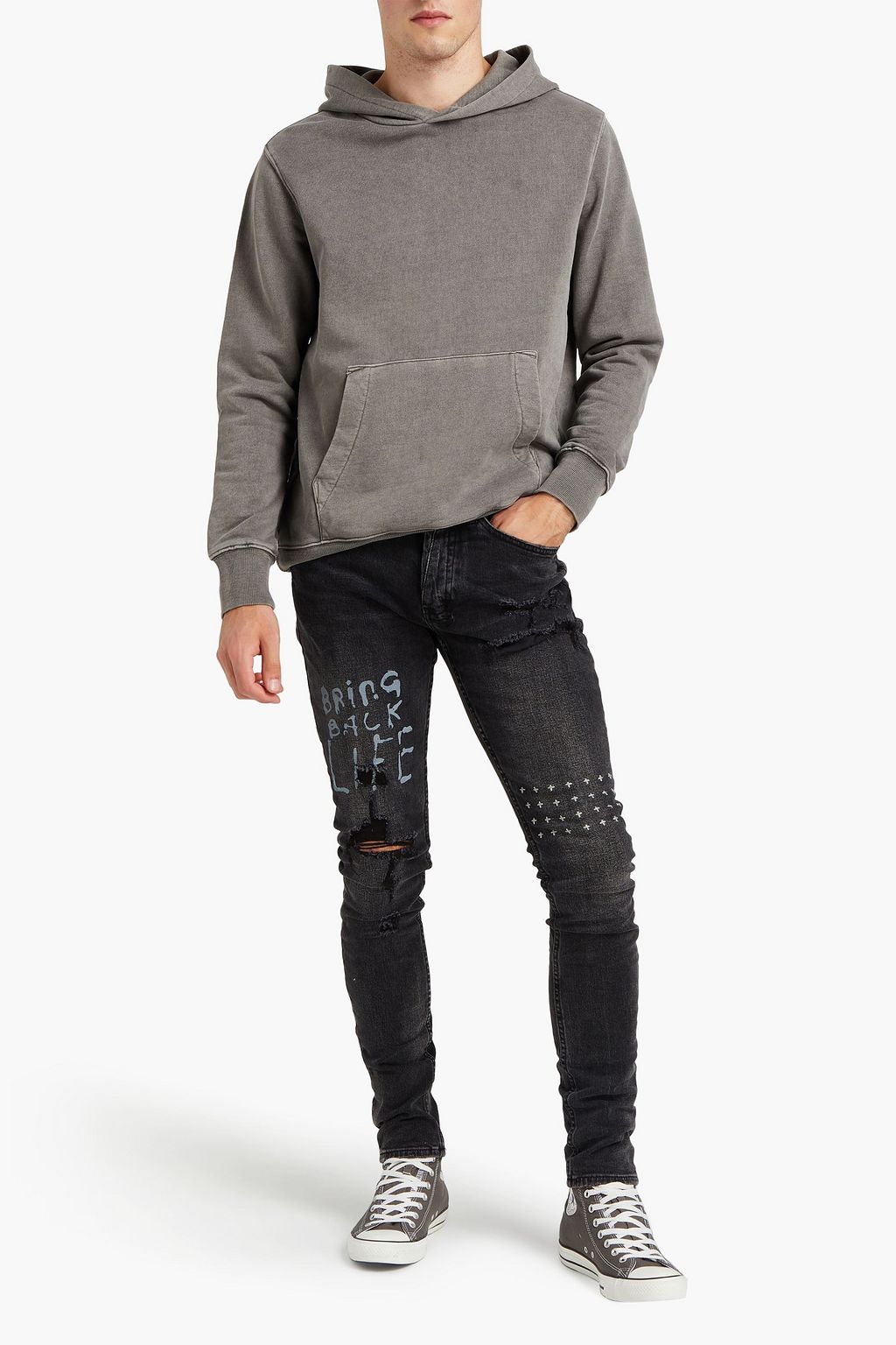 KSUBI Skinny-fit distressed printed denim jeans