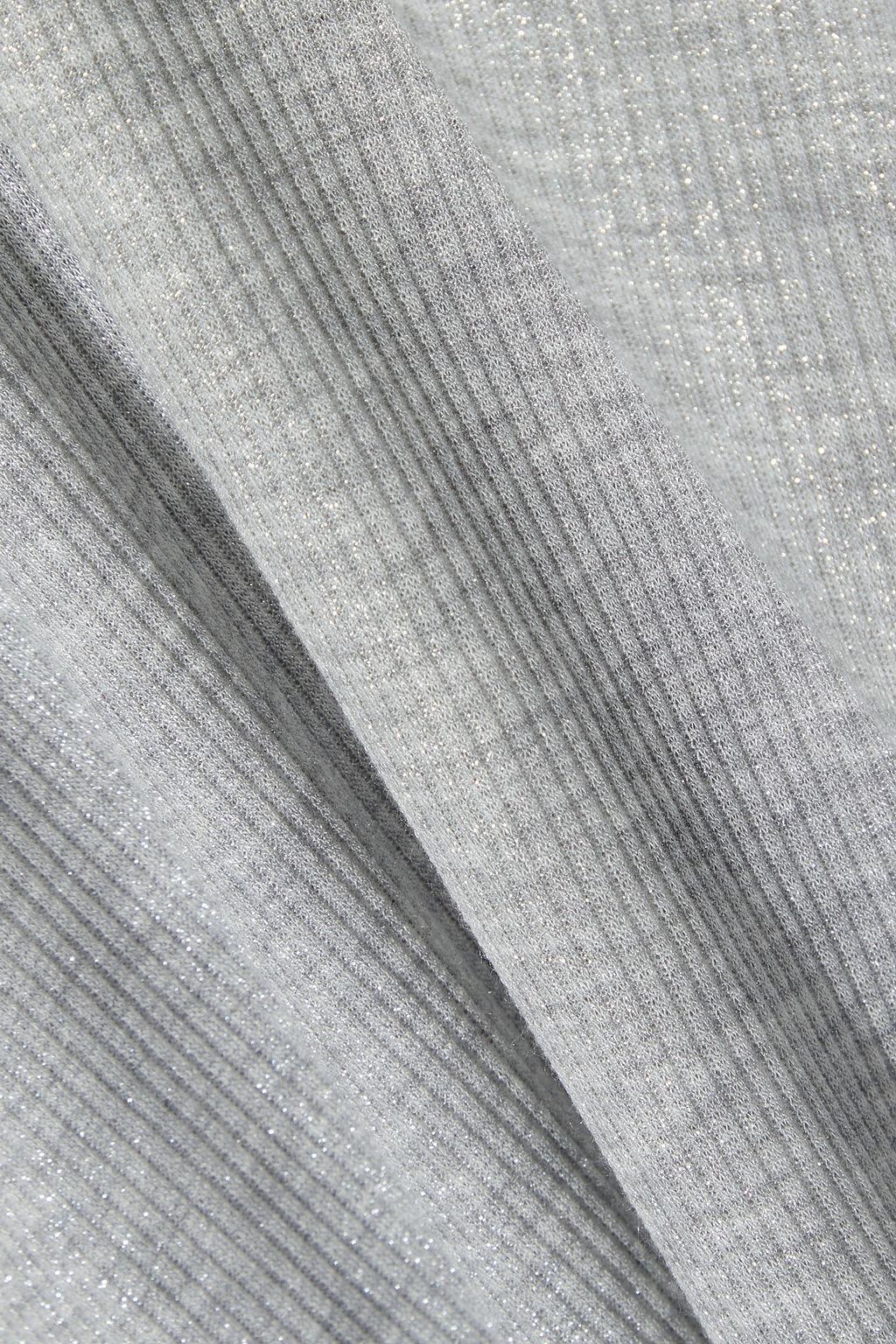 MAJESTIC FILATURES Metallic ribbed stretch-jersey turtleneck top