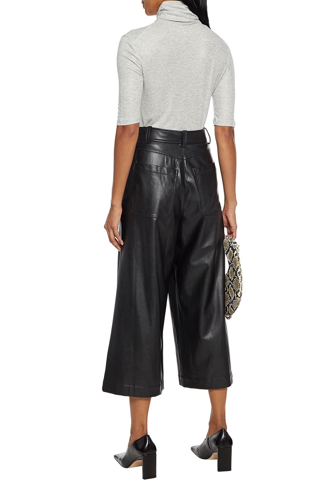 MAJESTIC FILATURES Metallic ribbed stretch-jersey turtleneck top