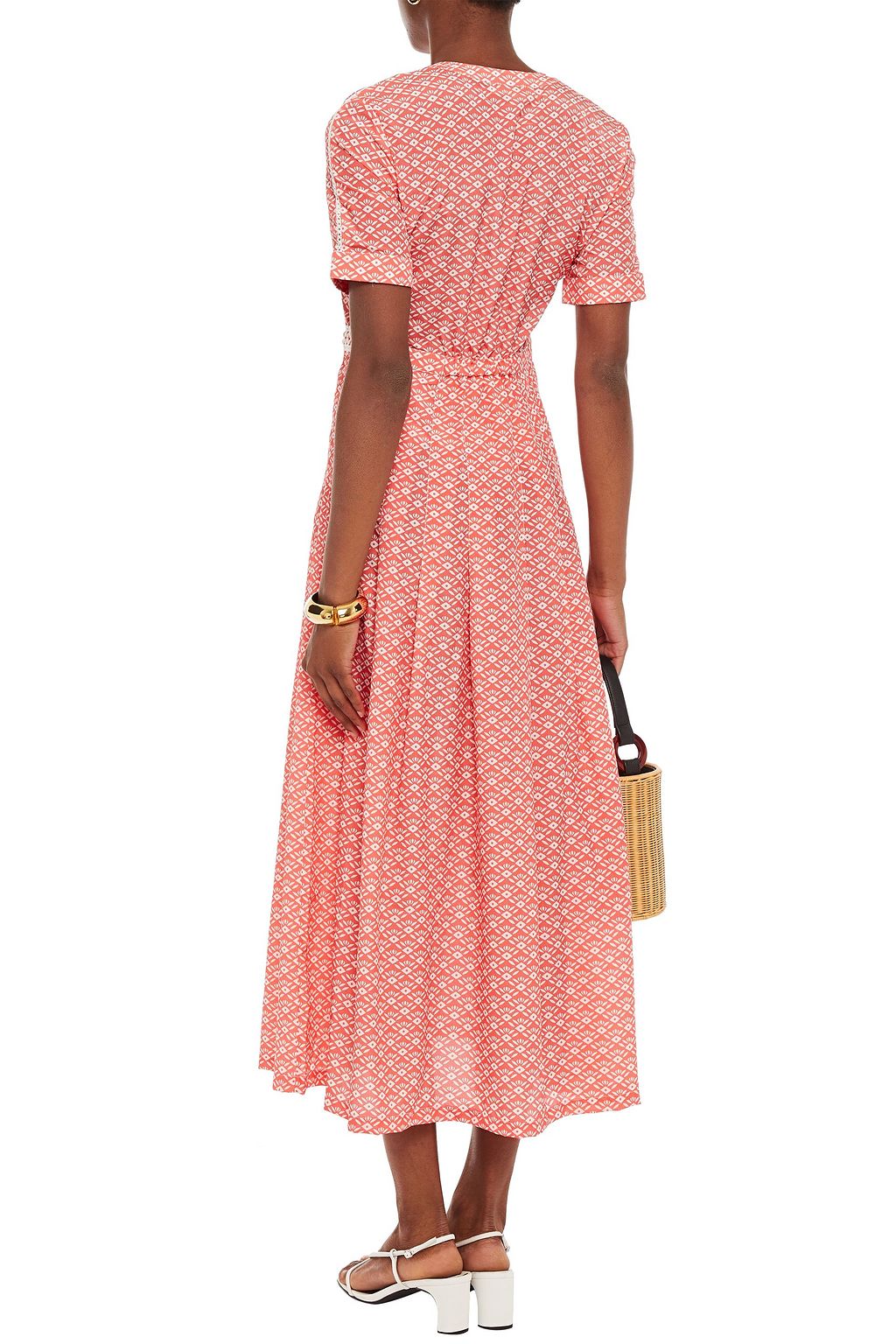 PALOMA BLUE May pleated printed crepe de chine midi dress