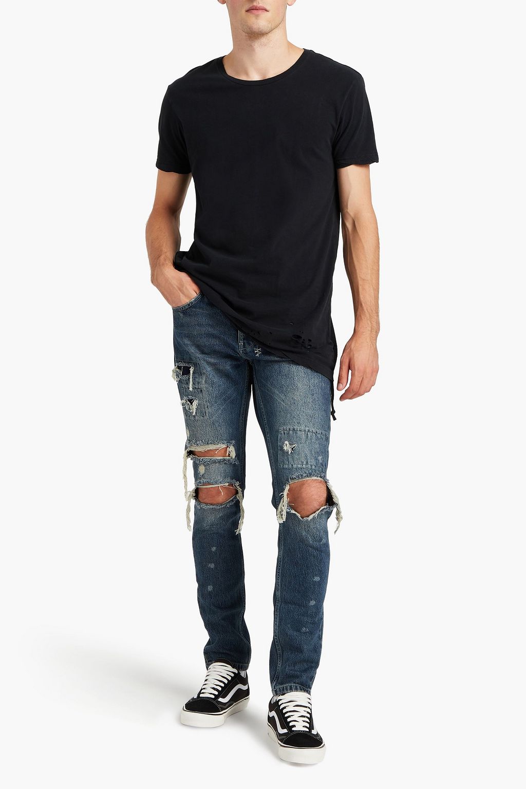 KSUBI Slim-fit distressed denim jeans