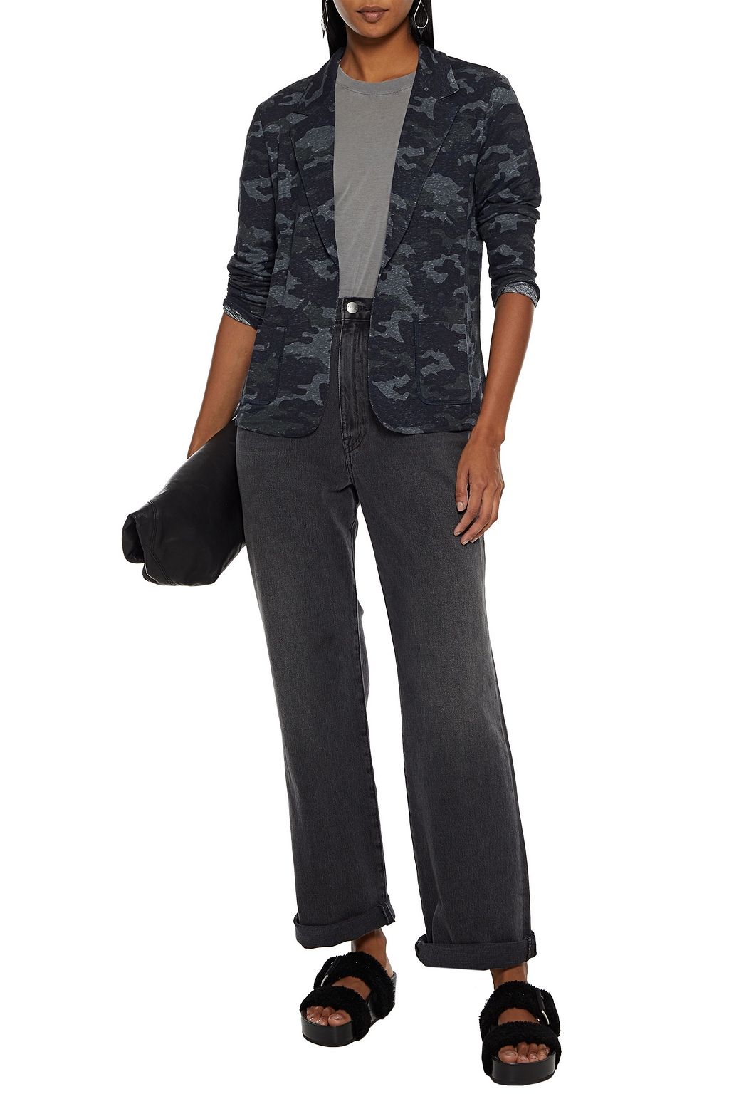 MAJESTIC FILATURES Printed linen-blend jersey blazer
