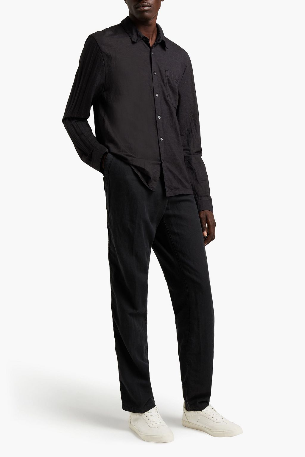JAMES PERSE Linen and cotton-blend canvas straight-leg pants