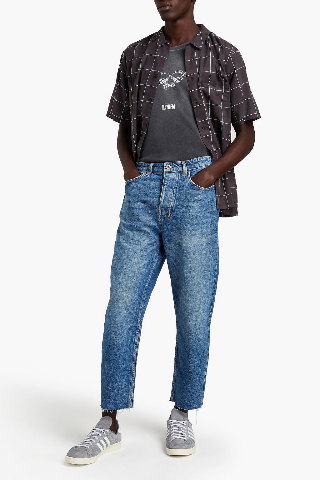 KSUBI Cropped tapered denim jeans