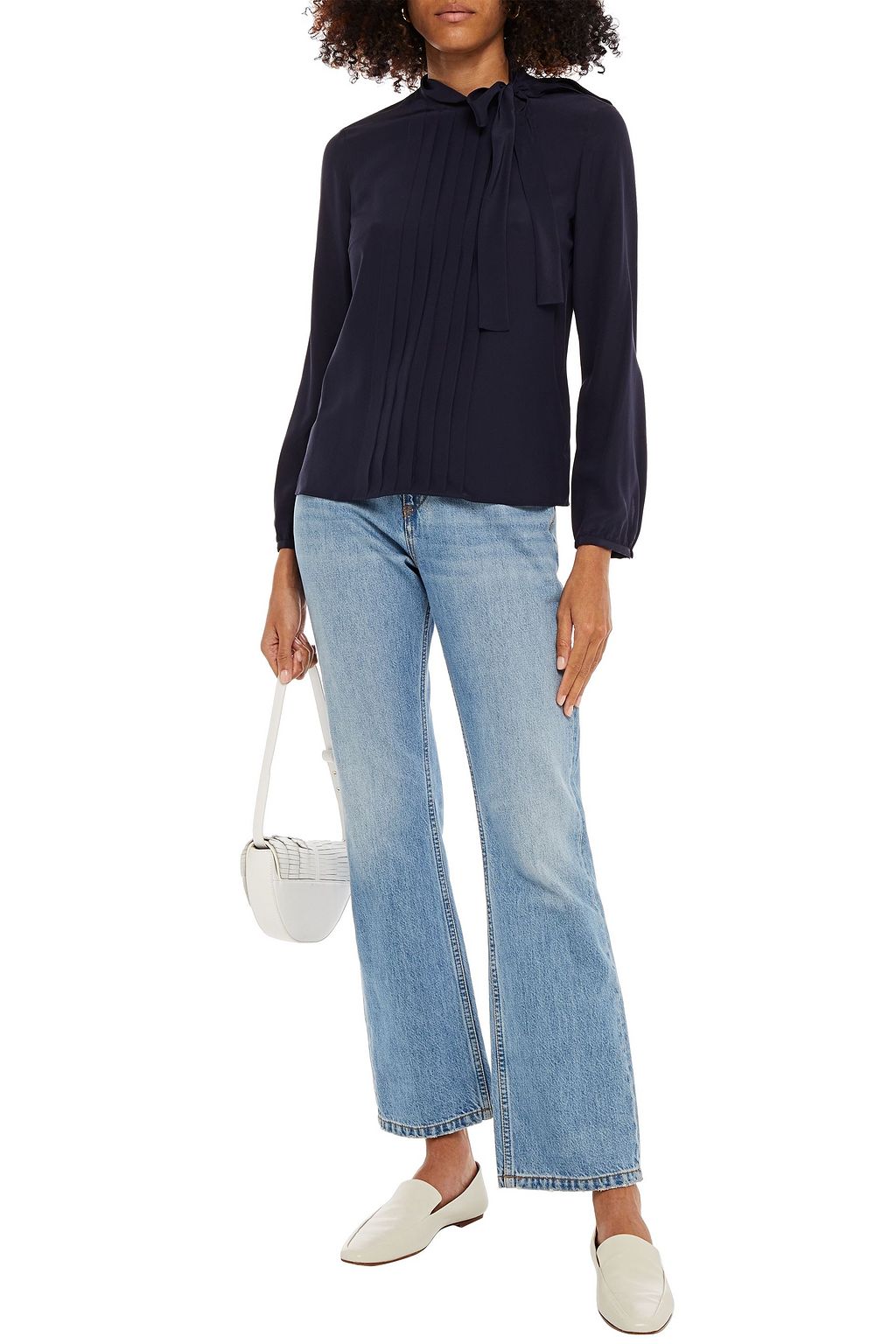 REDVALENTINO Bow-detailed silk crepe de chine blouse