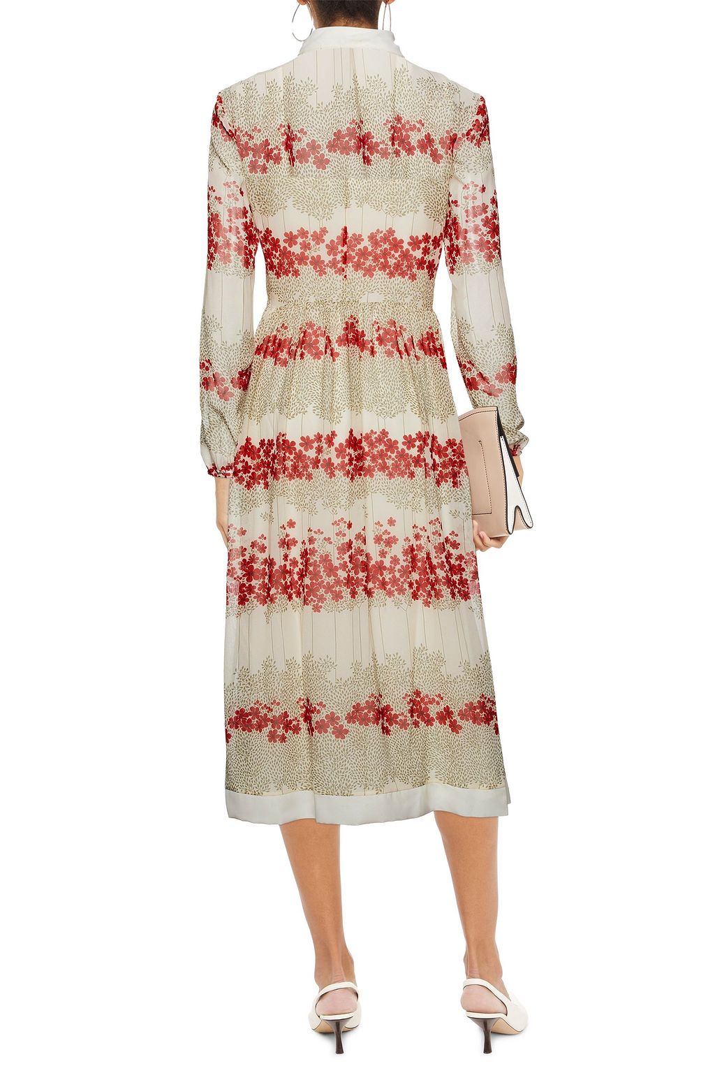 REDVALENTINO Pussy-bow floral-print georgette midi dress