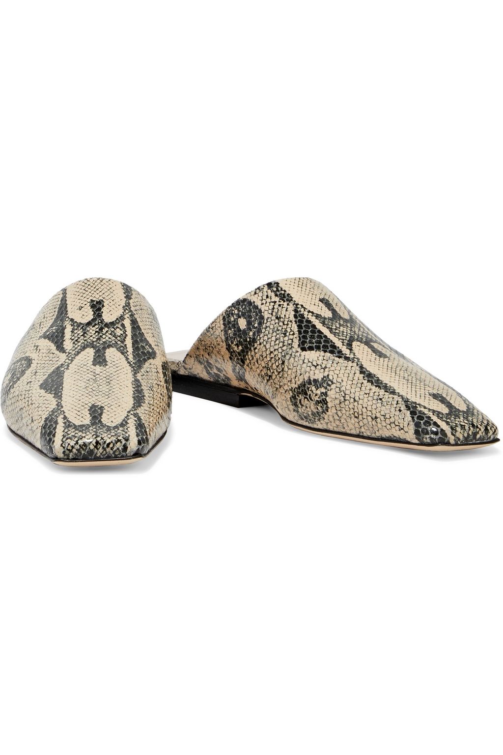 REJINA PYO Leo snake-effect leather slippers