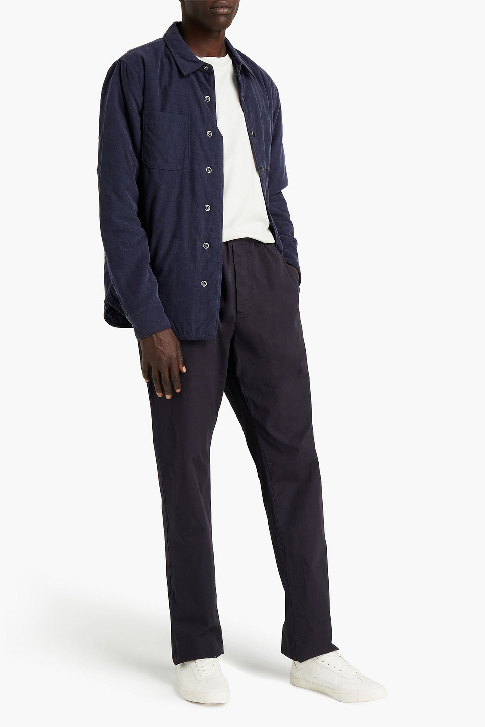 James Perse Man Slim-fit Stretch-cotton Poplin Drawstring Trousers In Black