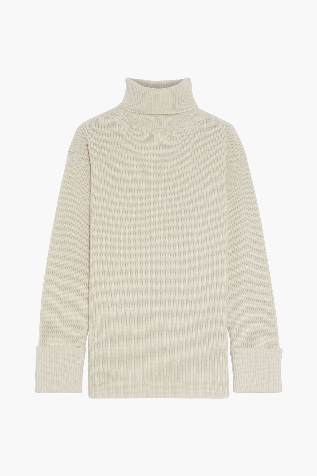 Ecru Élise ribbed cashmere turtleneck sweater | IRIS & INK | THE OUTNET