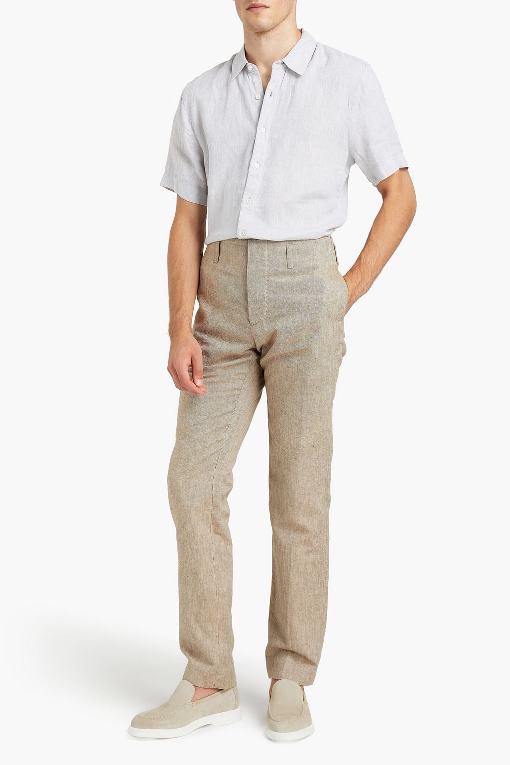 JAMES PERSE Cotton and linen-blend canvas chinos