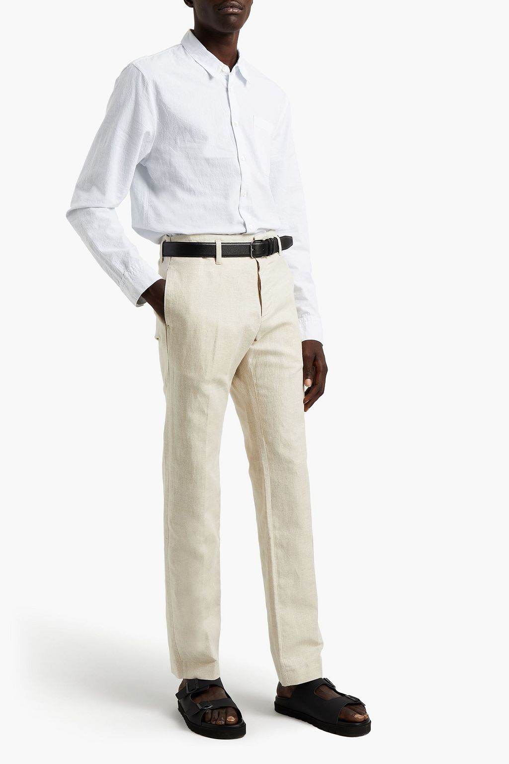 JAMES PERSE Cotton and linen-blend canvas chinos