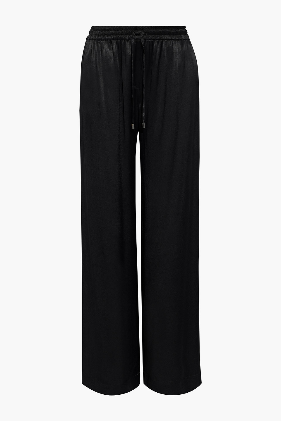 iris & ink - geneve satin wide-leg pants - black - uk/au 8