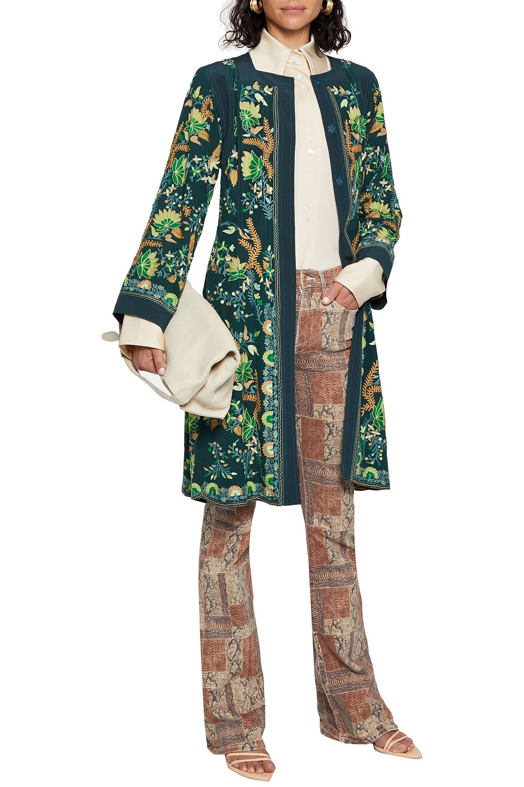 ETRO Embroidered silk crepe de chine coat