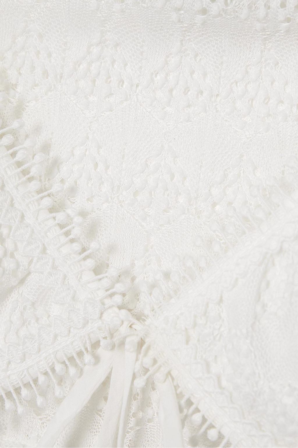 WAIMARI Janeiro cropped guipure lace-trimmed crochet-knit top