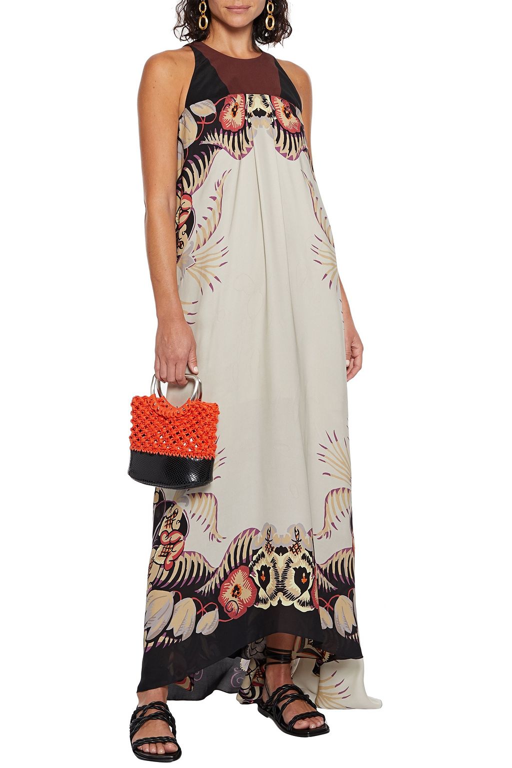 ETRO Draped printed silk crepe de chine maxi dress