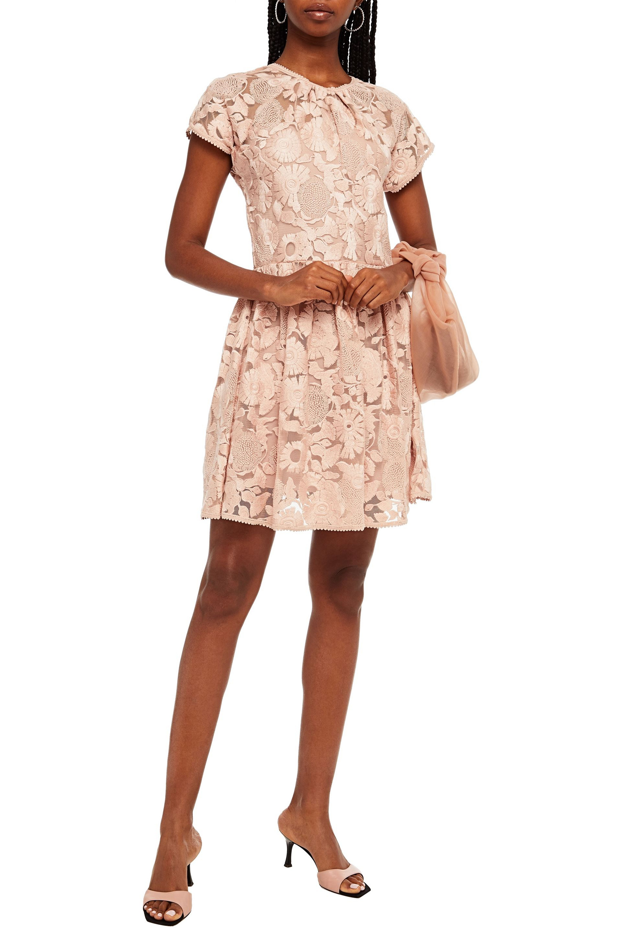 REDValentino Embroidered tulle mini dress