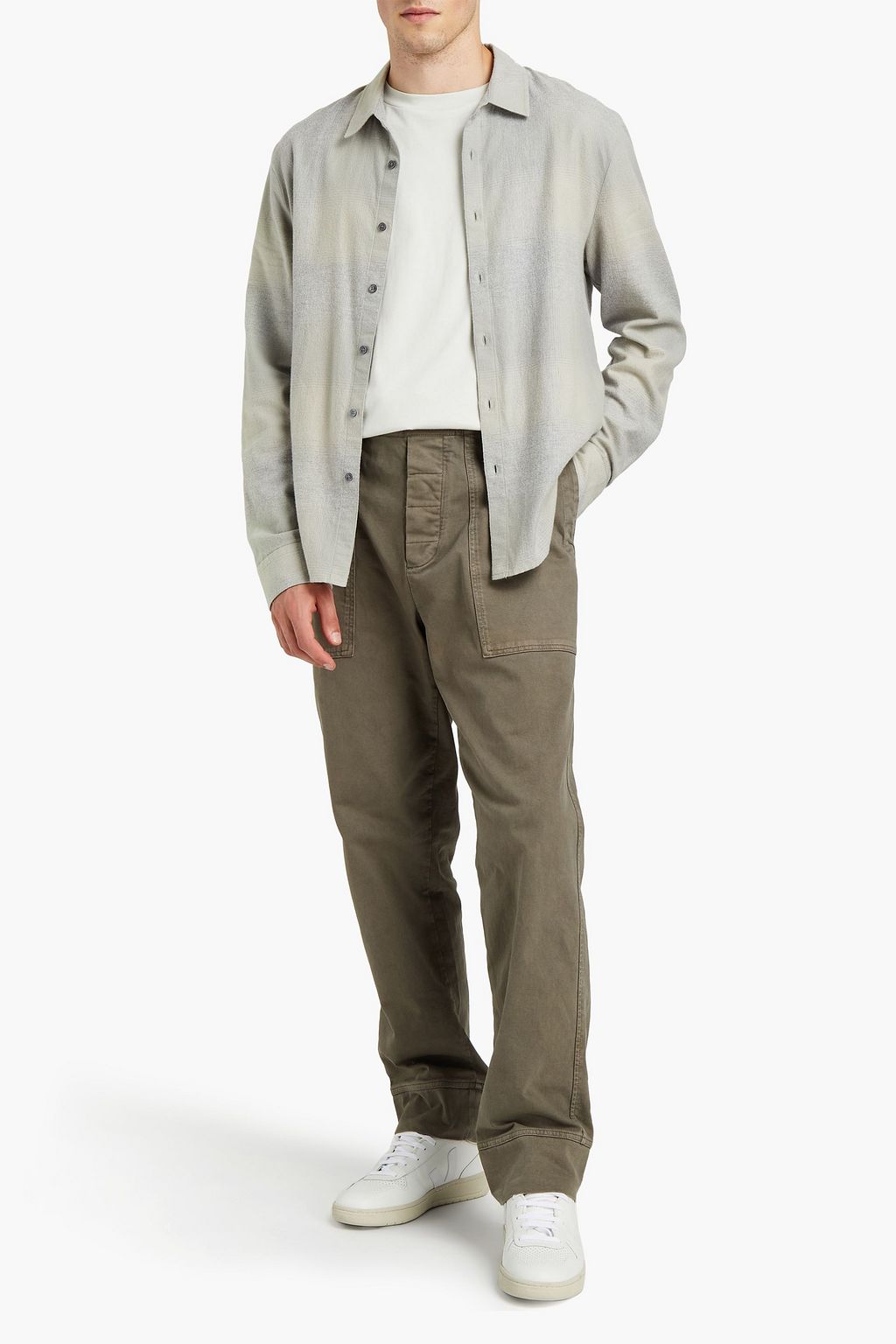 JAMES PERSE Checked cotton-flannel shirt