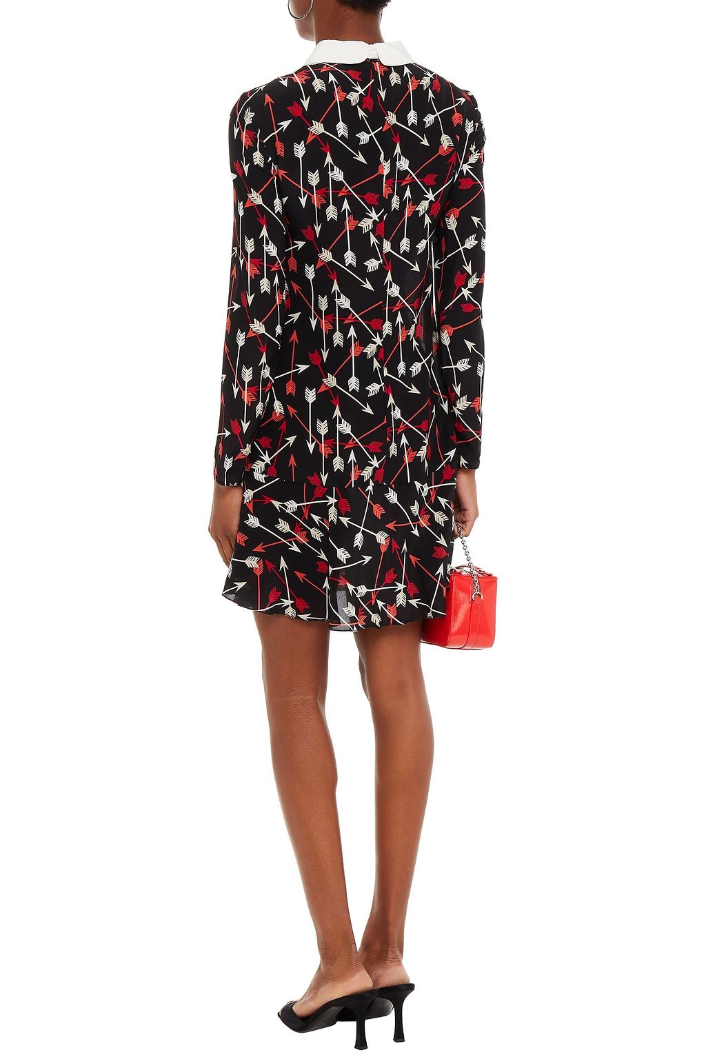 REDVALENTINO Pussy-bow printed silk crepe de chine mini dress