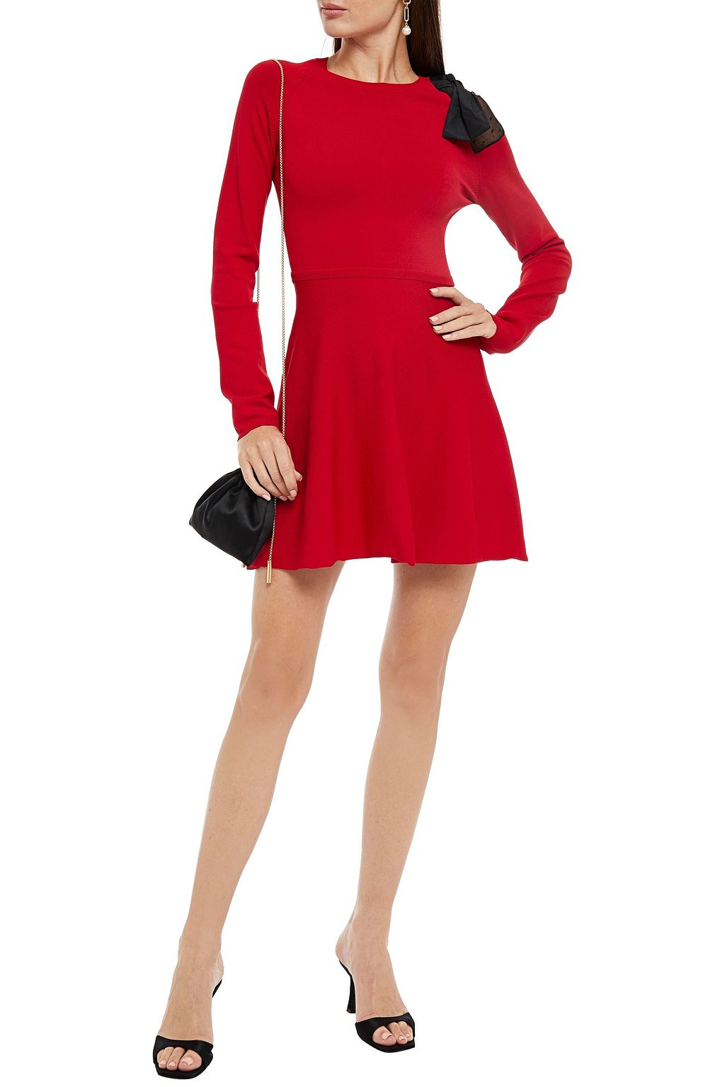 REDVALENTINO Bow-embellished knitted mini dress