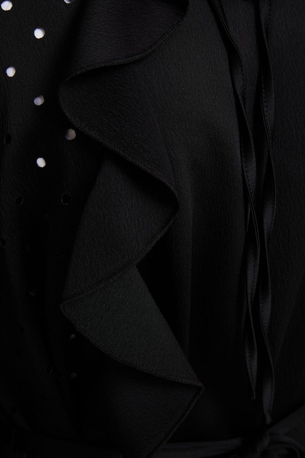 HUISHAN ZHANG Ruffled perforated satin-crepe blouse