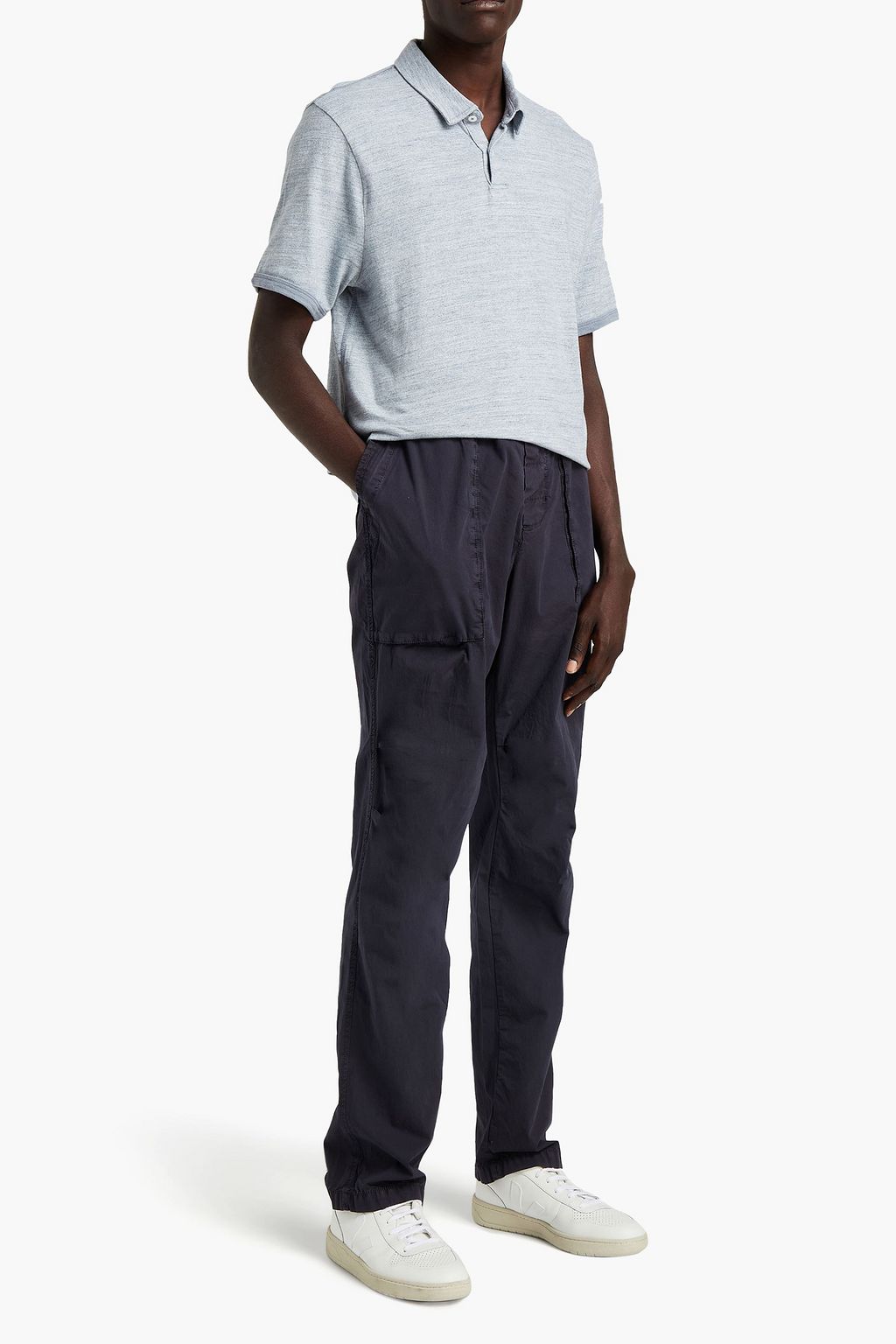 JAMES PERSE Mélange cotton-jersey polo shirt