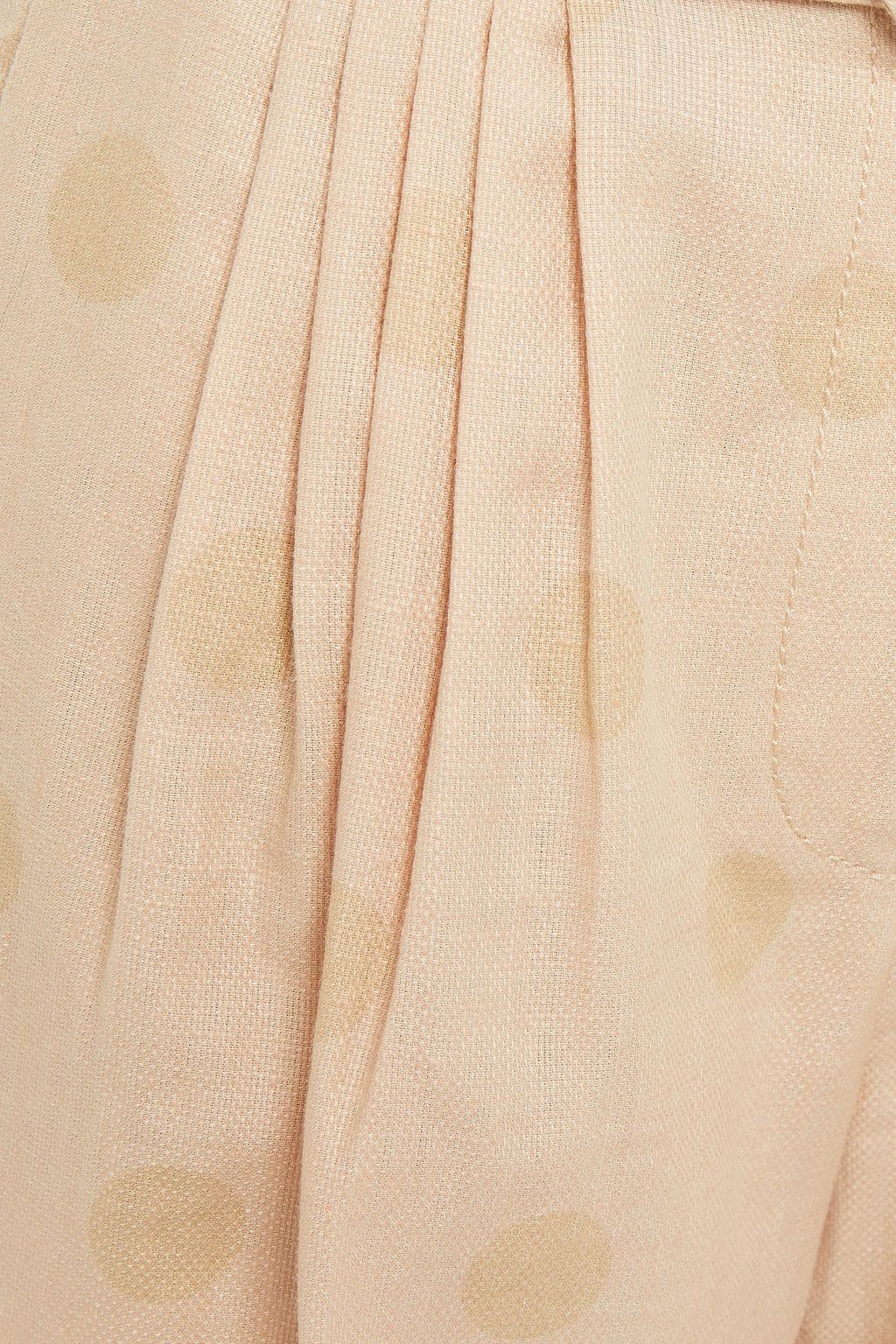 ZIMMERMANN The Lovestruck pleated polka-dot cotton and linen-blend shorts