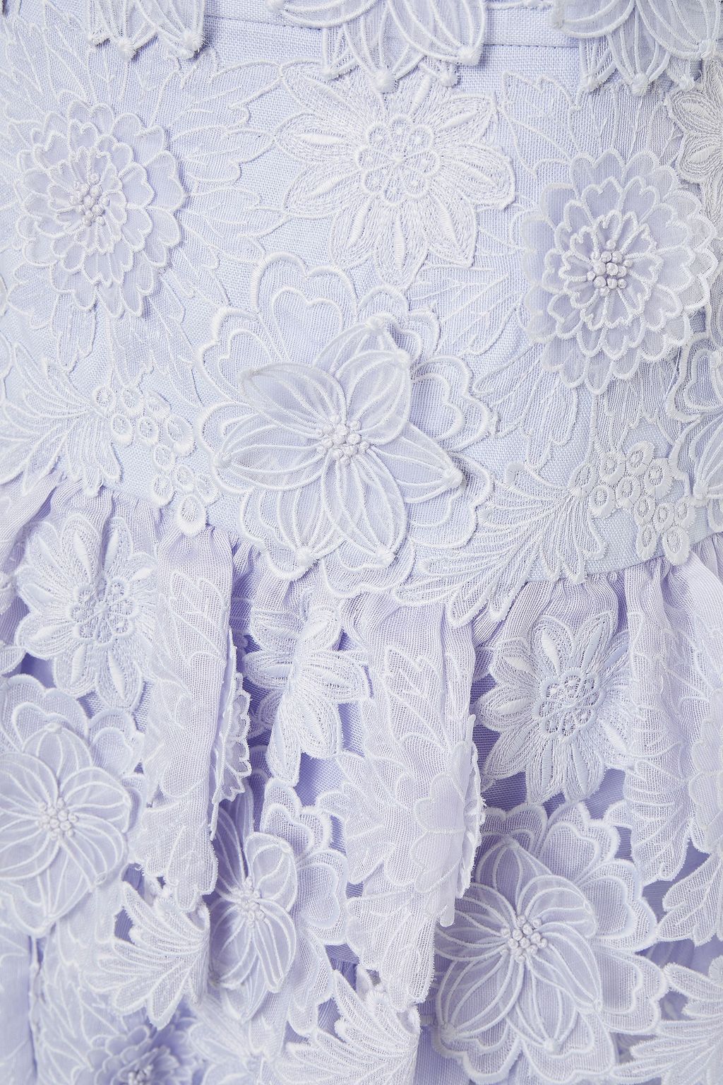 ZIMMERMANN Tiered linen guipure lace mini skirt