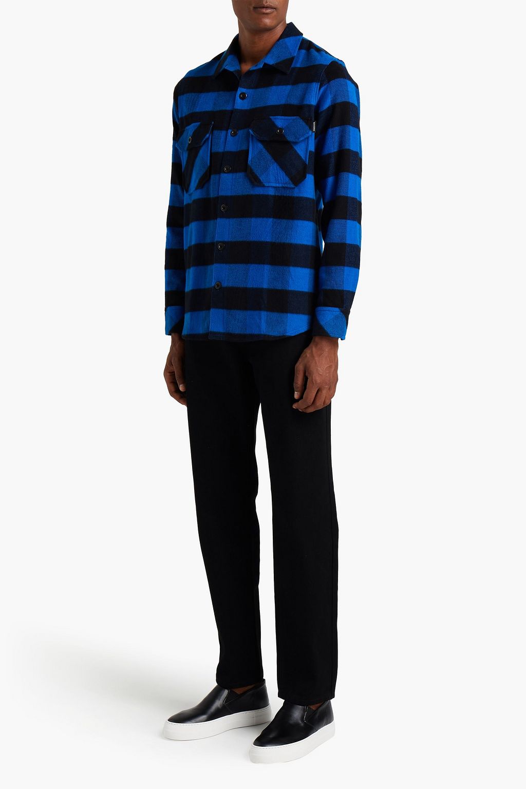 SANDRO Checked cotton-flannel shirt