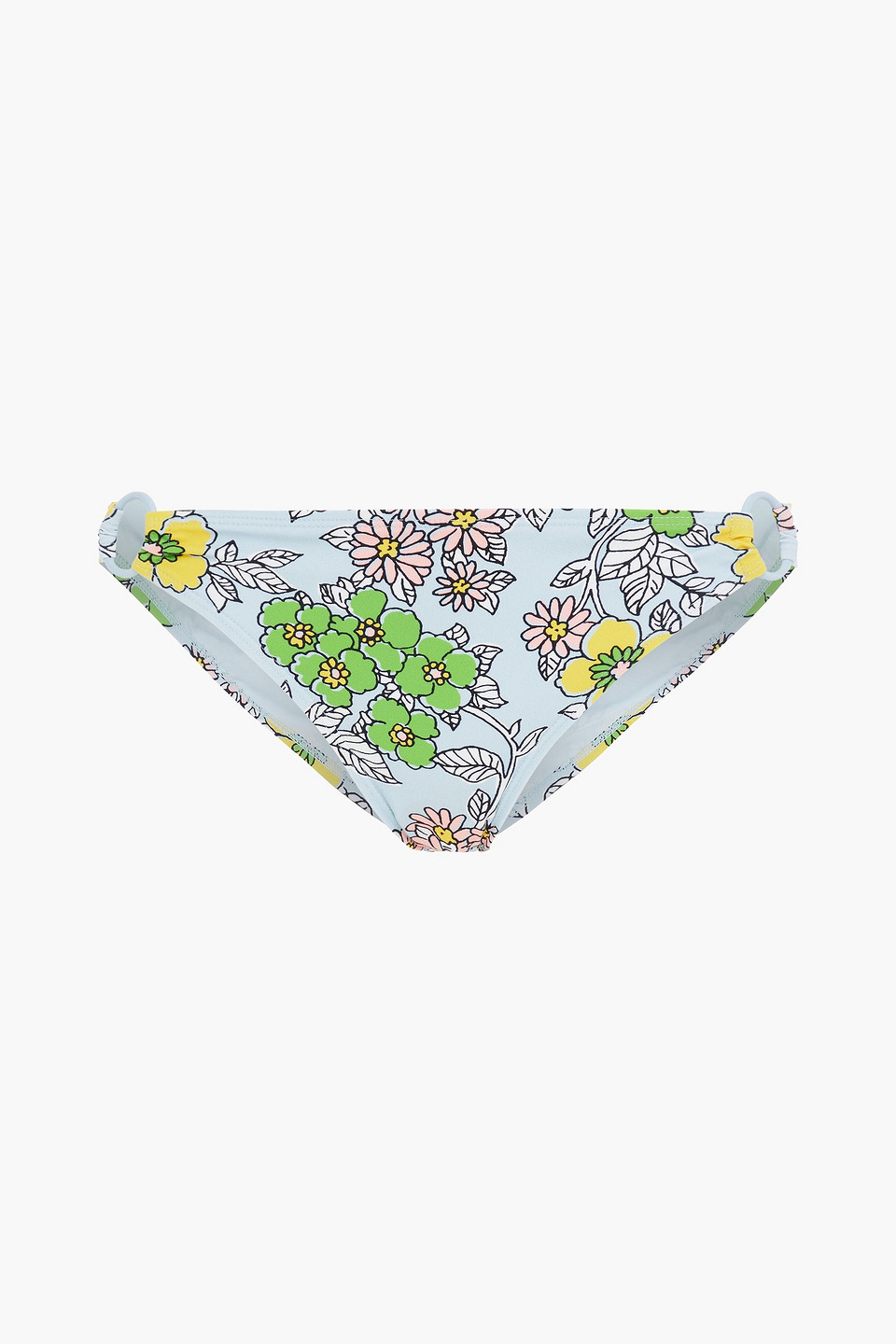 Tory Burch Floral-print Low-rise Bikini Briefs In Sky Blue