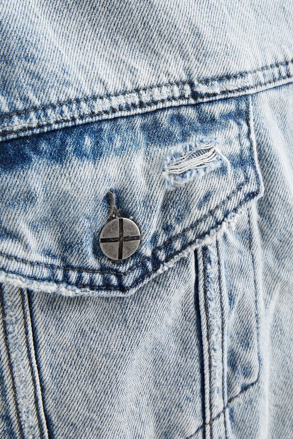 KSUBI Distressed faded denim jacket