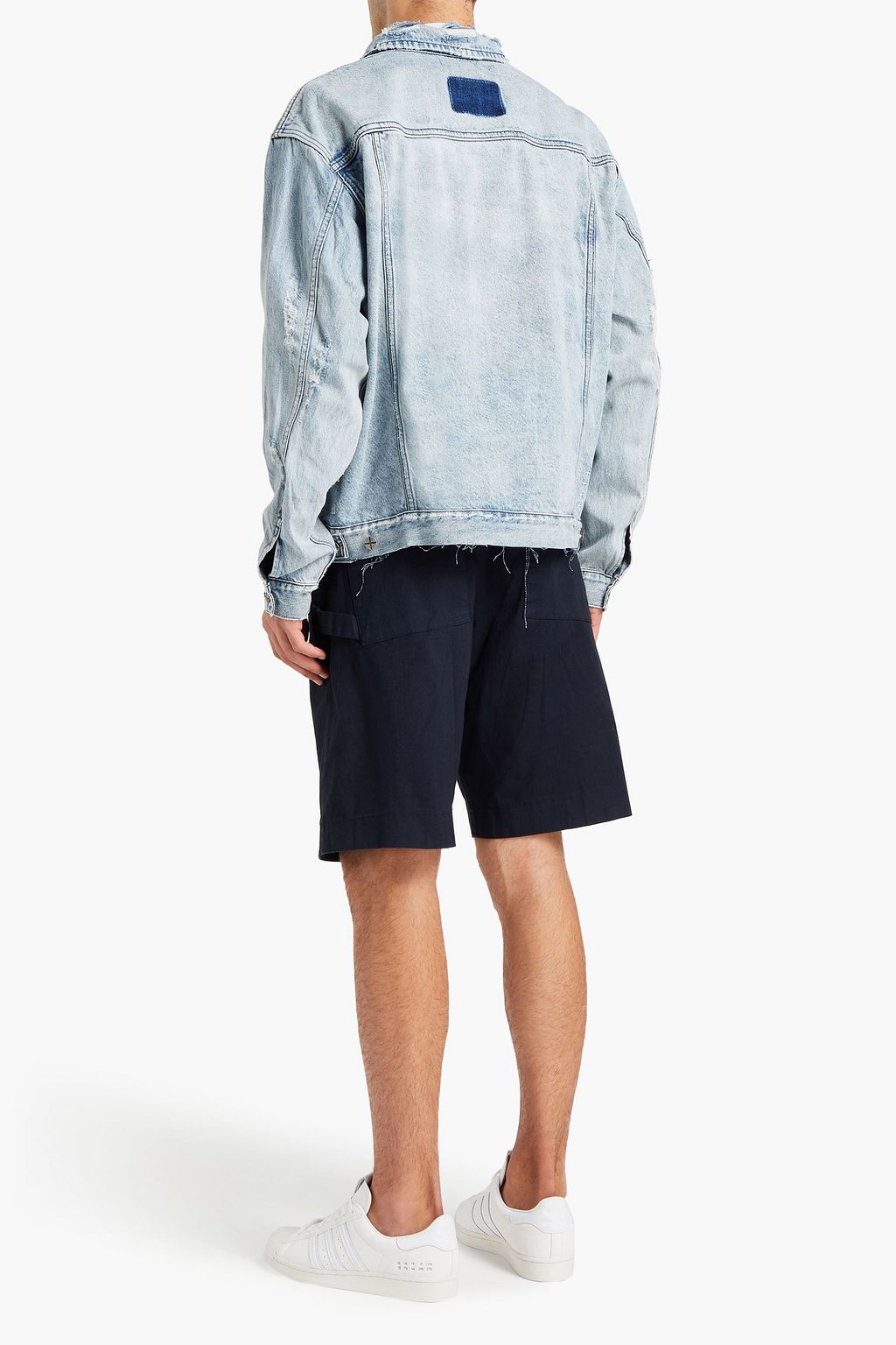 KSUBI Distressed faded denim jacket
