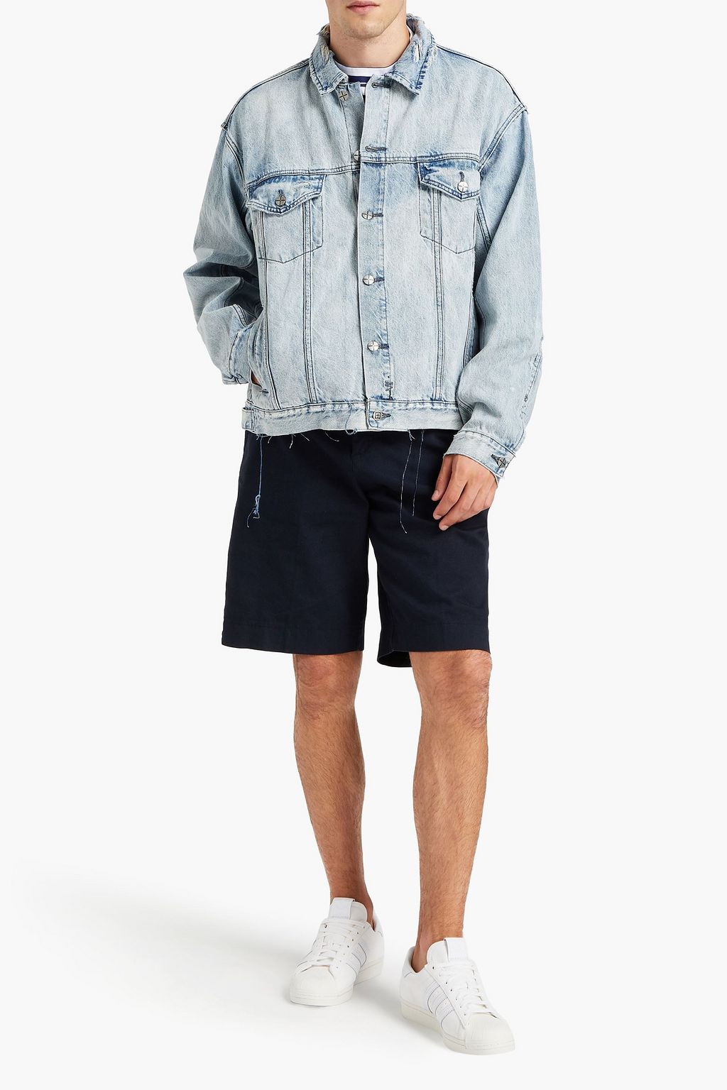KSUBI Distressed faded denim jacket