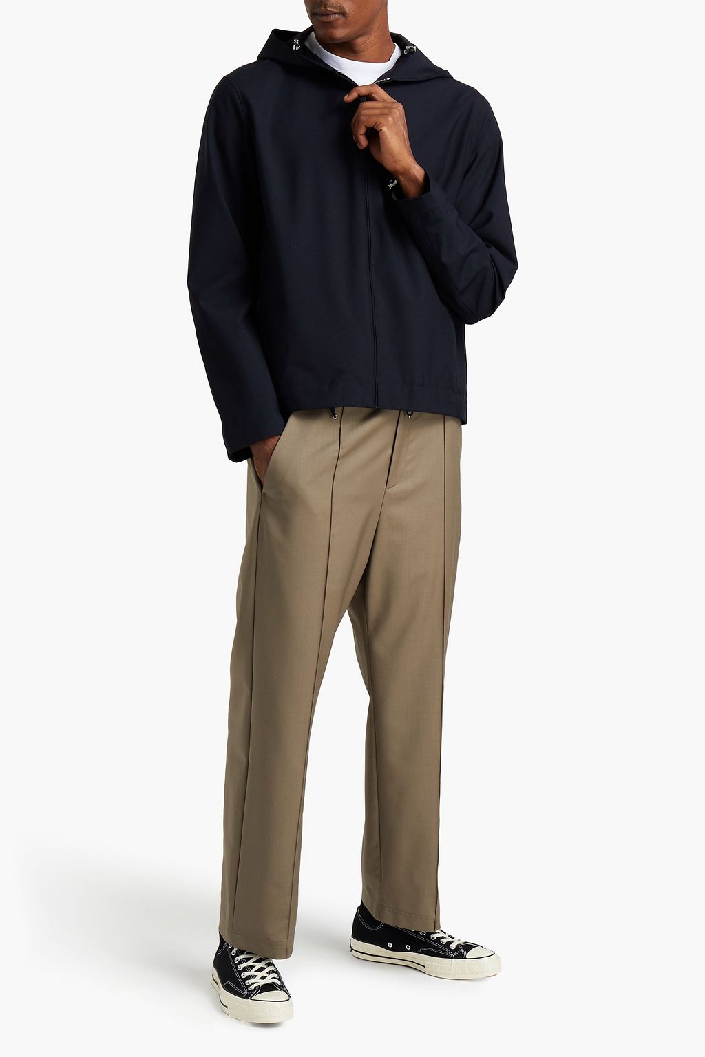 SANDRO Wool-blend hooded jacket
