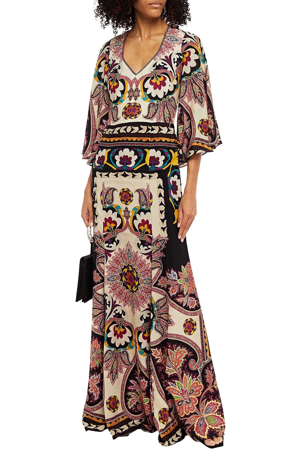 ETRO Cutout printed silk maxi dress
