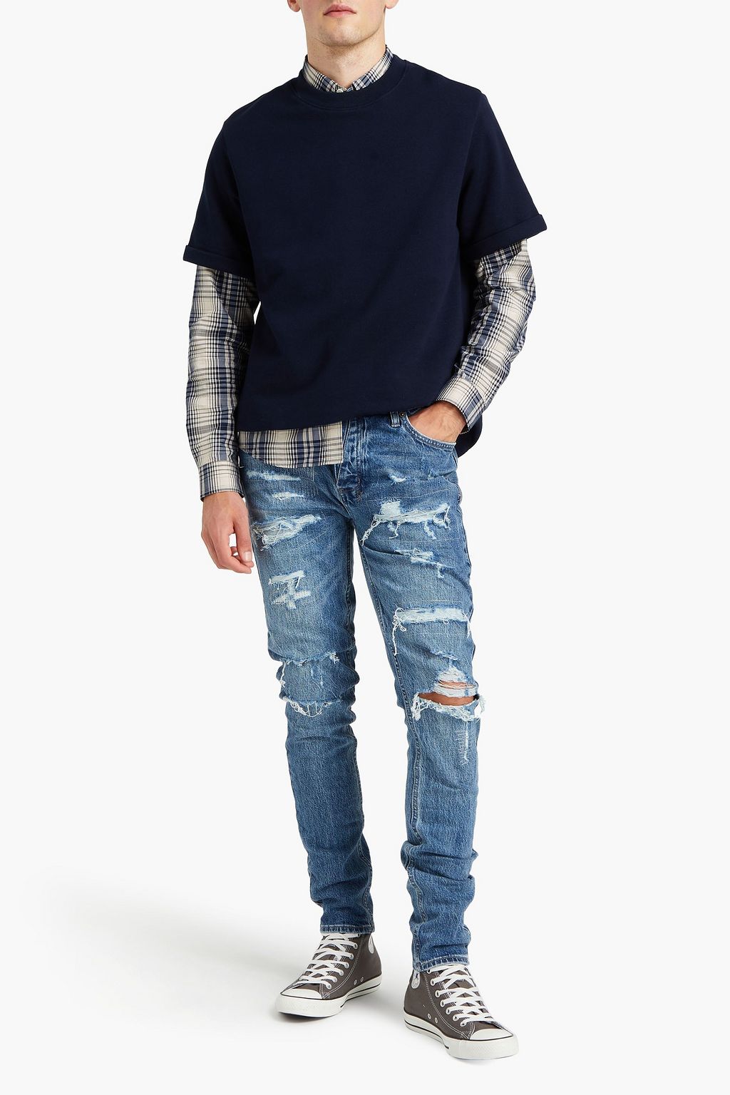 KSUBI Skinny-fit distressed denim jeans