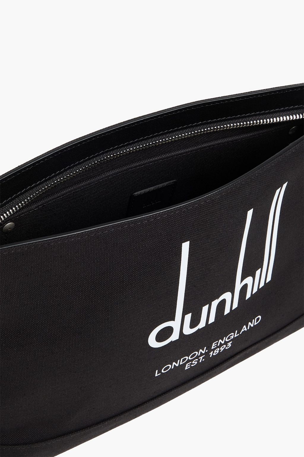DUNHILL حقيبة باوتش من الكنفا مزينة بطبعة شعار العلامة