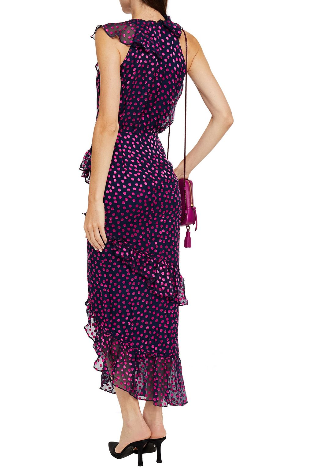 SALONI Anita ruffled silk-blend fil coupé midi dress