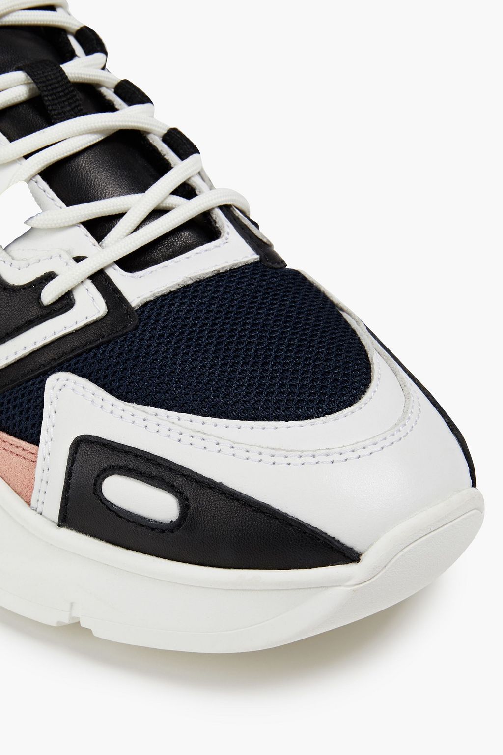 SANDRO Mesh-paneled leather sneakers